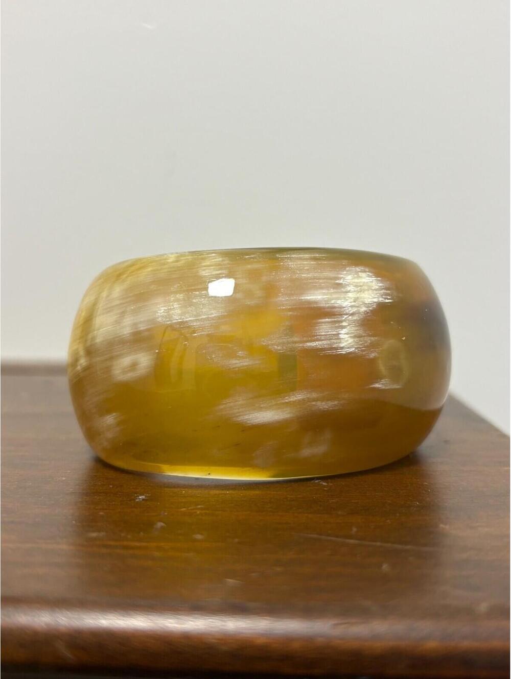 Small Size Beige Natural Tone Faux Horn 1.5" Wide Cuff Bracelet